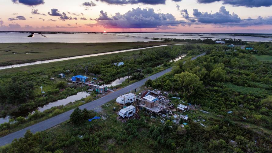 Sunset over Isle de Jean Charles' broken homes